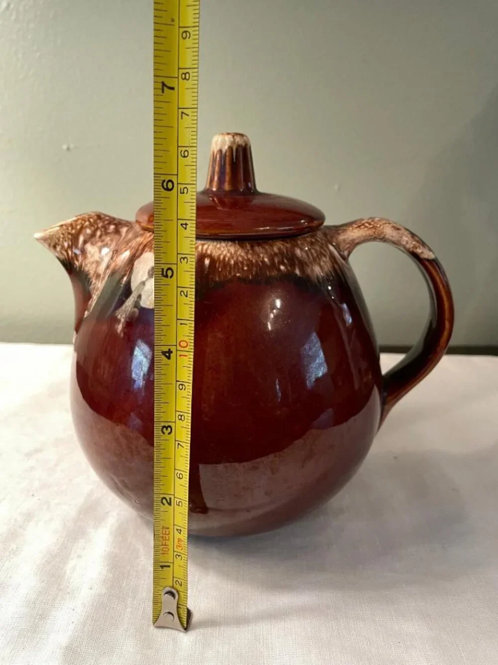 Vintage Hull Pottery Brown Drip Glaze Teapot Oven Proof Tea Pot with Lid USA